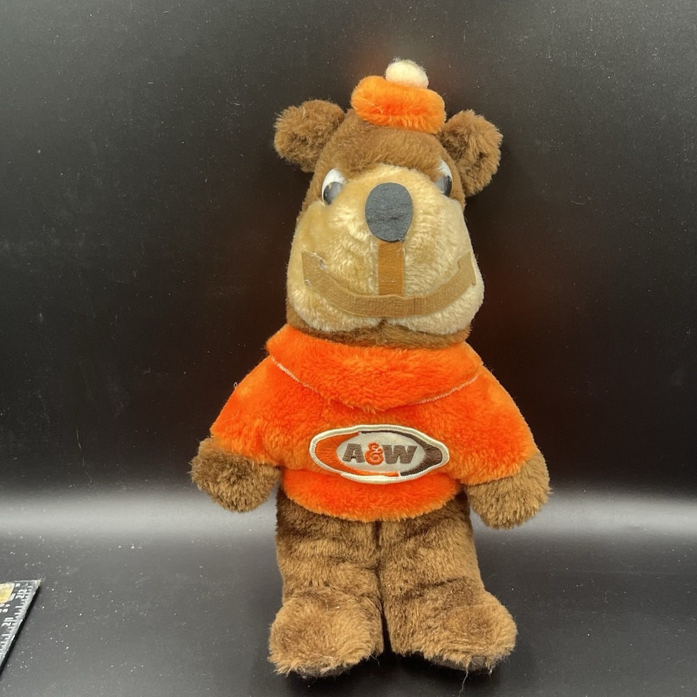 A&W Root‎ Beer Rooty Plush Bear 1970s Soda Advertising Toy Stuffed Plush 14"